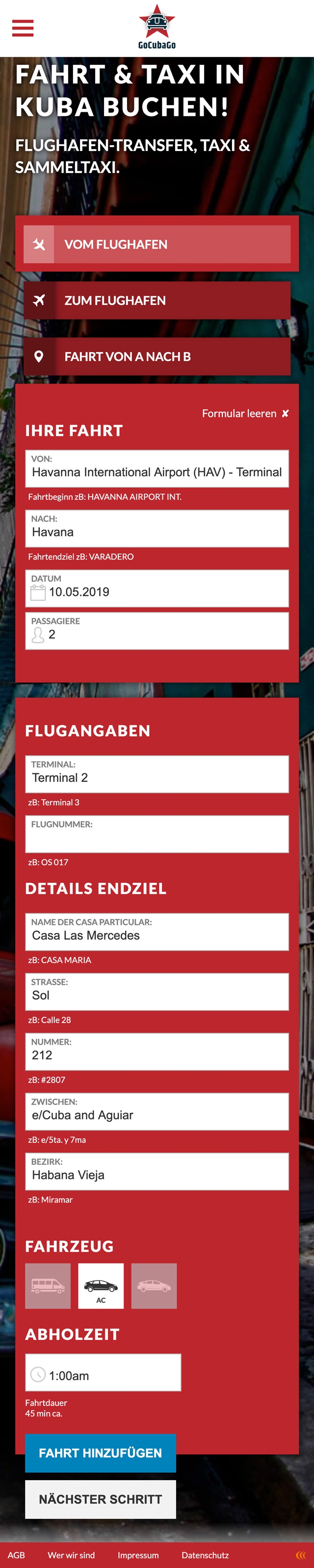 Go Cuba Go | Booking-Process / Mobile Scroll (2018) © echonet communication GmbH Go Cuba Go | Booking-Process / Mobile Scroll (2018) © echonet communication GmbH